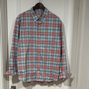 L.L. Bean Pink and Blue Casual Button Down Shirt